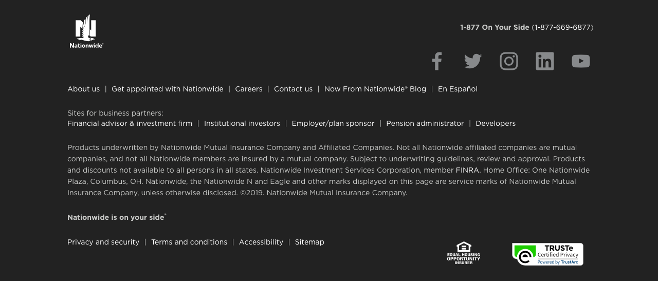 Nationwide website home page footer